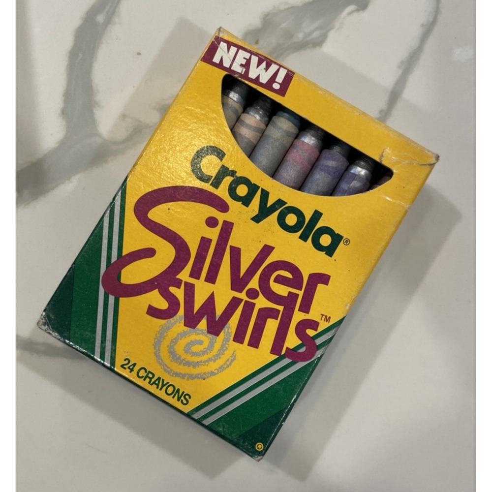Vintage 1990 Crayola Crayons Silver Swirls 24 Rich Silver Blended Colors 52-3124